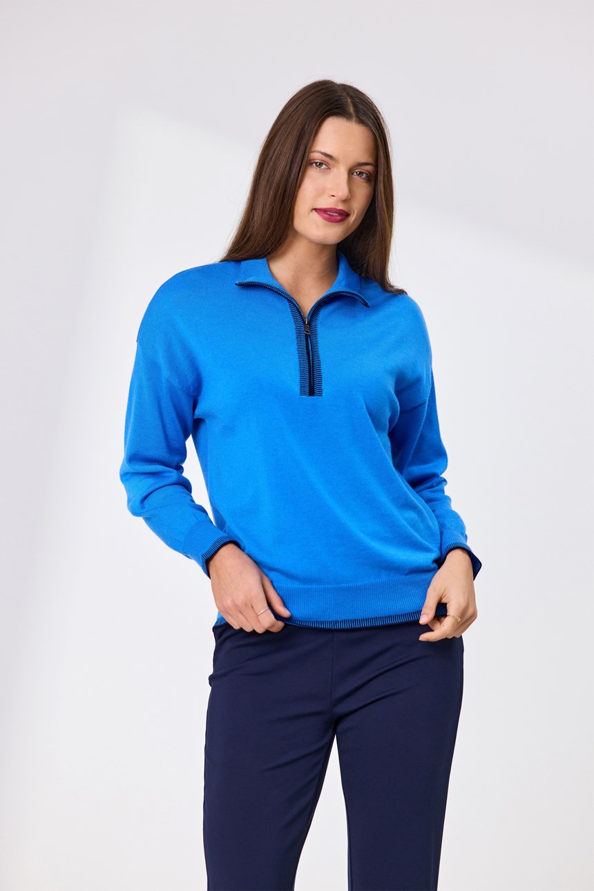 CRUZ ZIP PLACKET MERINO JUMPER